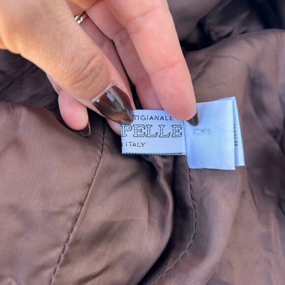 Vintage 90s Y2K Italian Leather Blazer Jacket Chocolate Brown 42 Size 8 Tailored - Picture 10 of 11